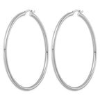Sterling Silver Rhodium-plated 3mm Round Hoop Earrings