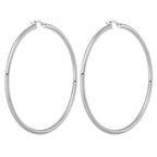 Sterling Silver Rhodium-plated 3mm Round Hoop Earrings