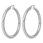 Sterling Silver Rhodium-plated 4mm Round Hoop Earrings