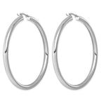Sterling Silver Rhodium-plated 4mm Round Hoop Earrings