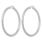 Sterling Silver Rhodium-plated 4mm Round Hoop Earrings