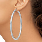 Sterling Silver Rhodium-plated 4mm Round Hoop Earrings
