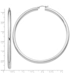Sterling Silver Rhodium-plated 4mm Round Hoop Earrings