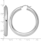 Sterling Silver Rhodium-plated 5mm Round Hoop Earrings