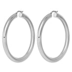 Sterling Silver Rhodium-plated 5mm Round Hoop Earrings