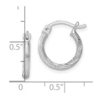 Sterling Silver Rhodium-plated 2mm Polished/Satin Diamond-cut Hoop Earrings