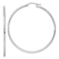 Sterling Silver Rhodium-plated 2mm Polished/Satin Diamond-cut Hoop Earrings