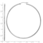 Sterling Silver Rhodium-plated 2mm Polished/Satin Diamond-cut Hoop Earrings