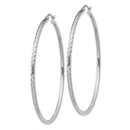 Sterling Silver Rhodium-plated 2mm Diamond Cut Hoop Earrings