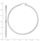 Sterling Silver Rhodium-plated 2mm Diamond Cut Hoop Earrings