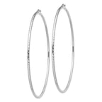 Sterling Silver Rhodium-plated 2mm Diamond Cut Hoop Earrings