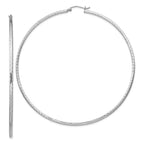 Sterling Silver Rhodium-plated 2mm Diamond Cut Hoop Earrings