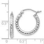 Sterling Silver Rhodium-plated 2.5mm Diamond-cut Hoop Earrings