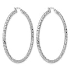 Sterling Silver Rhodium-plated 3.00mm Diamond Cut Hoop Earrings