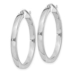 Sterling Silver RH-plated Concave 3x1x30mm Rectangular Tube Hoop Earrings