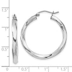 Sterling Silver Rhodium-plated 3x30mmTwisted Hoop Earrings