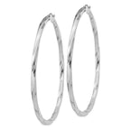 Sterling Silver Rhodium-plated 3x70mmTwisted Hoop Earrings