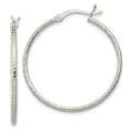 Sterling Silver Textured 2x30mm Hoop Earrings