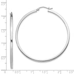 Sterling Silver Rhodium-plated 2x50mm Square Tube Hoop Earrings