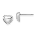 Sterling Silver Rhodium-plated Heart Post Earrings