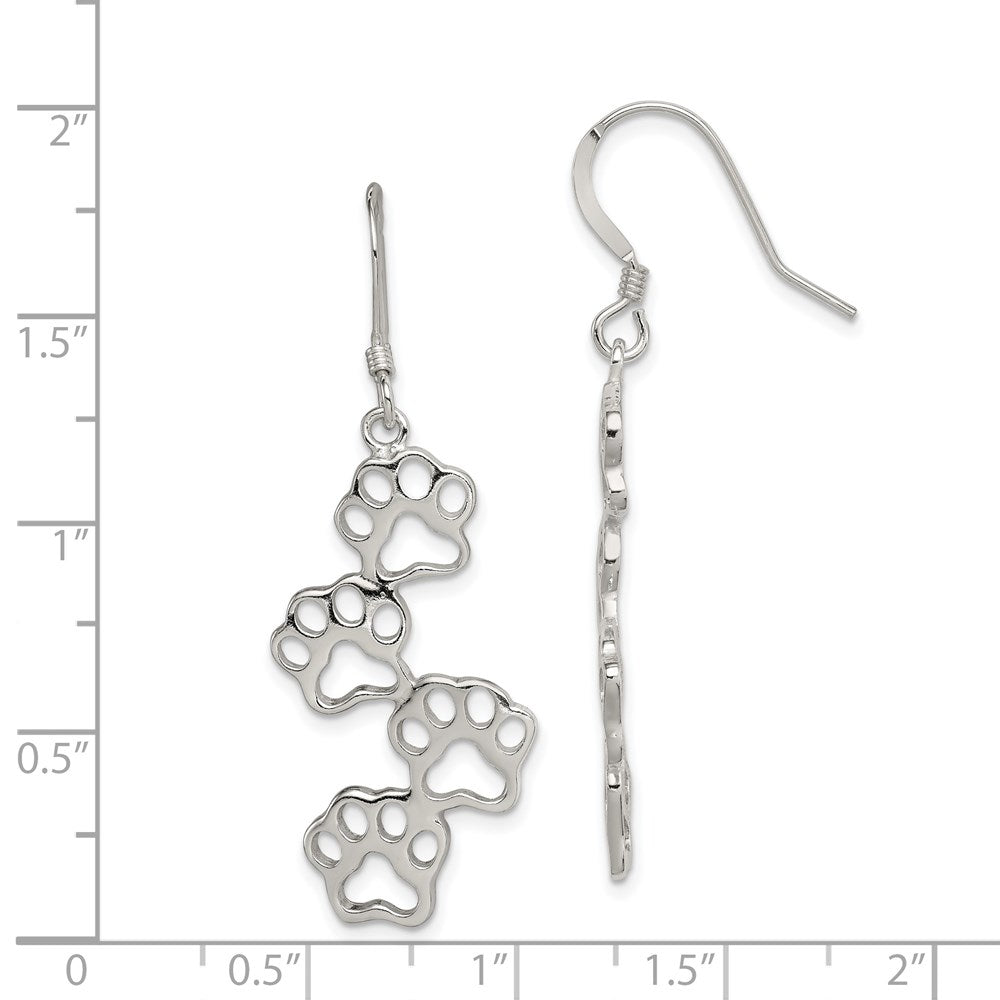Sterling Silver Four Paw Prints Earrings