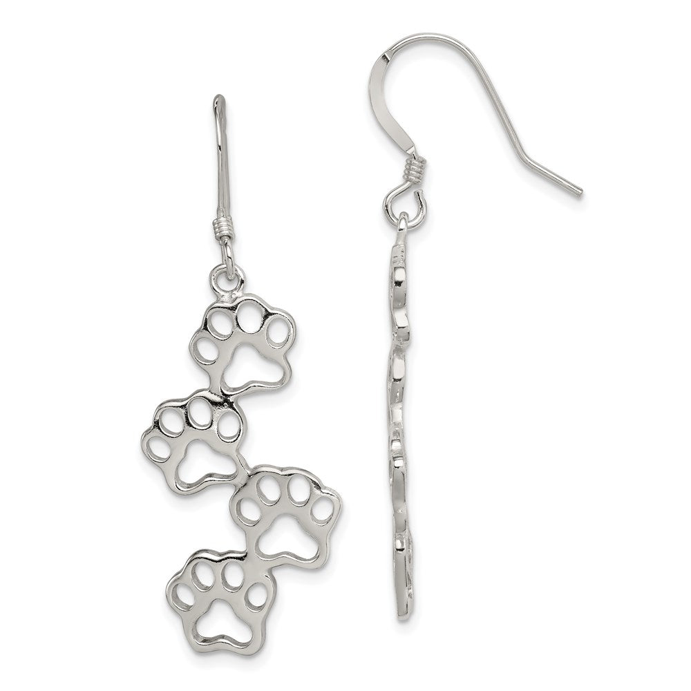Sterling Silver Four Paw Prints Earrings