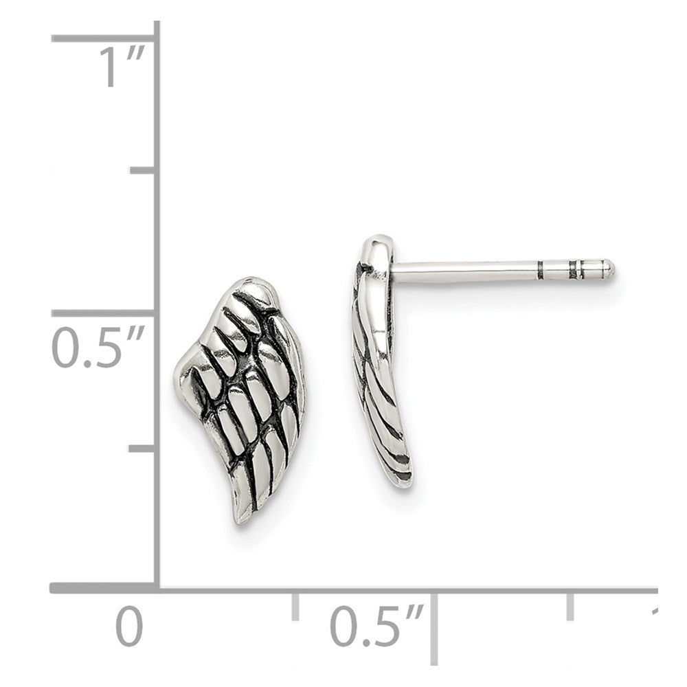 Sterling Silver Antiqued Wing Post Earrings