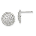 Sterling Silver Rhodium-plated Polished & Twisted CZ Circle Post Earrings