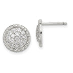 Sterling Silver Rhodium-plated Polished & Twisted CZ Circle Post Earrings