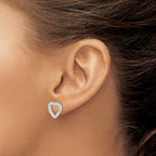 Sterling Silver Rhodium-plated CZ Open Heart Post Earrings