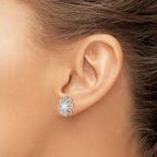 Sterling Silver Rhodium-plated Created Opal Daisy Post Earrings