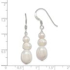 Sterling Silver Polished White 6-10mm Freshwater Cultured Pearl Dangle Earrings