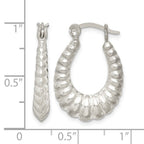 Sterling Silver Polished Shrimp Oval Hoop Earrings