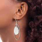 Sterling Silver Polished Fancy Oval Dangle Earrings
