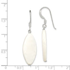 Sterling Silver Polished White Mother of Pearl Marquise Dangle Earrings