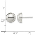 Sterling Silver Polished 10mm Button Earrings