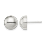Sterling Silver Polished 10mm Button Earrings