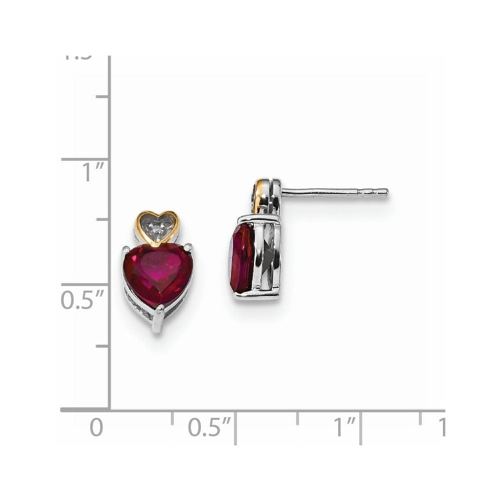 Sterling Silver & 14K Red Enhanced Topaz and Diamond Earrings