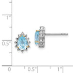 Brilliant Gemstones Sterling Silver with 14K Accent Rhodium-plated Sky Blue Topaz and Diamond Post Earrings