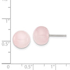 Sterling Silver 10-10.5mm Rose Quartz Button Post Earrings