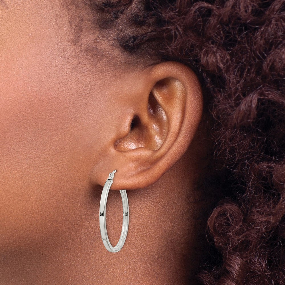 Sterling Silver 2.5x30mm Polished Hoop Earrings