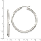 Sterling Silver Polished 3x40mm Knife Edge Round Hoop Earrings