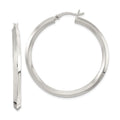 Sterling Silver Polished 3x40mm Knife Edge Round Hoop Earrings