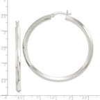 Sterling Silver Polished 3x50mm Knife Edge Round Hoop Earrings