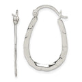 Sterling Silver Polished & Hammered Oval Hoop Earrings
