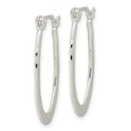 Sterling Silver Polished & Hammered Oval Hoop Earrings