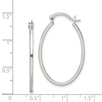Sterling Silver Polished 1.5mm Square Tube Oval Hoop Earrings