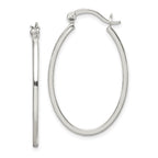 Sterling Silver Polished 1.5mm Square Tube Oval Hoop Earrings