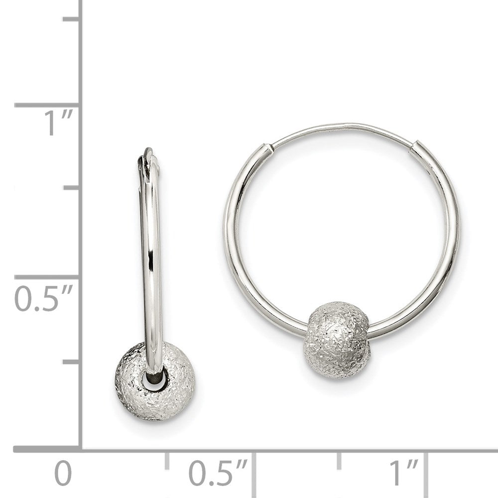 Sterling Silver Laser Bead Endless Hoop Earrings