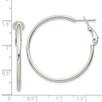 Sterling Silver Polished 2x35mm Omega Back Round Hoop Earrings